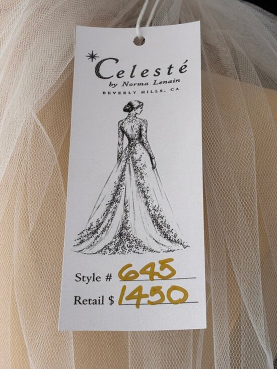Cathedral Bridal Veil English Net Alençon Lace Beaded Pearl Veil Antique White main image 5